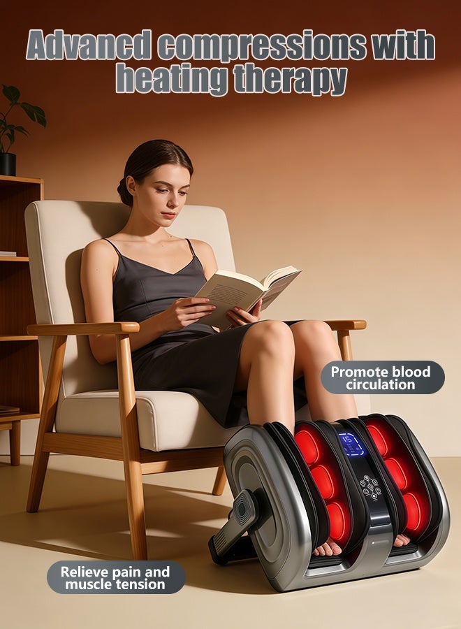 جهاز تدليك كهربائي للقدمين، جهاز تدليك متعدد الوظائف للساقين وعضلات الساق مع 3 أوضاع، مع إمكانية ضبط الحرارة والضغط، وحامل دوار 360 درجة، وشاشة LCD تعمل باللمس، وجهاز تحكم عن بعد للقدمين والساقين - Image 5